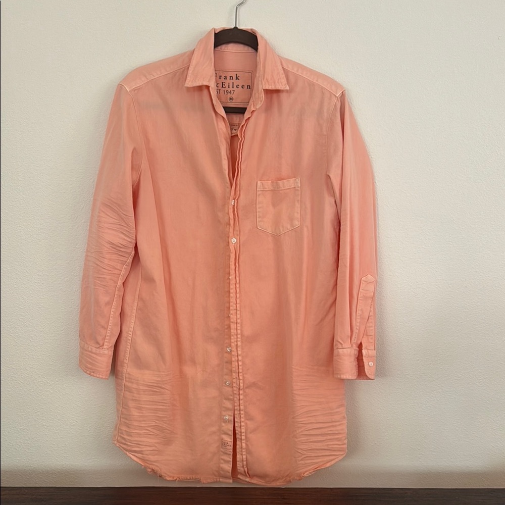 Frank & Eileen Classic Shirt Dress / Peach XS